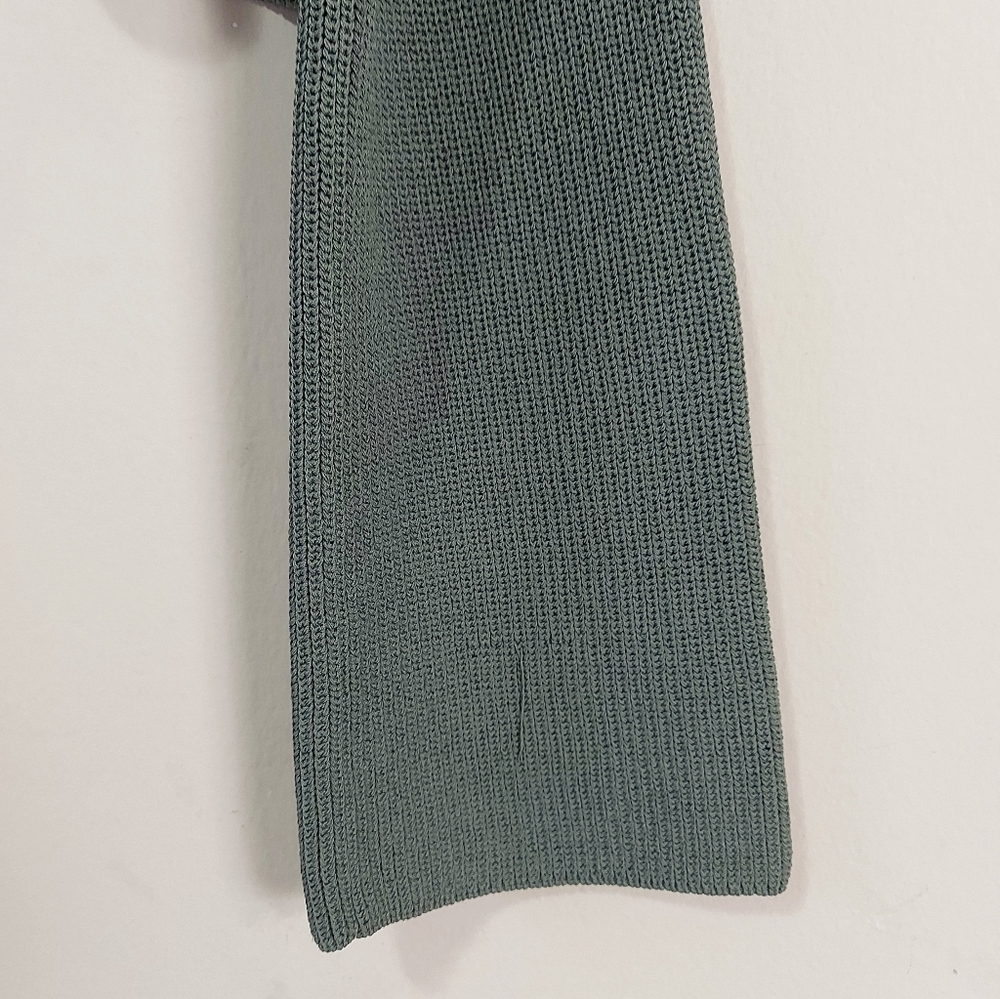Aritzia Wilfred Salome Sweater Small Green Gray Rib  Knit Cropped Drop Shoulder - Picture 6 of 13